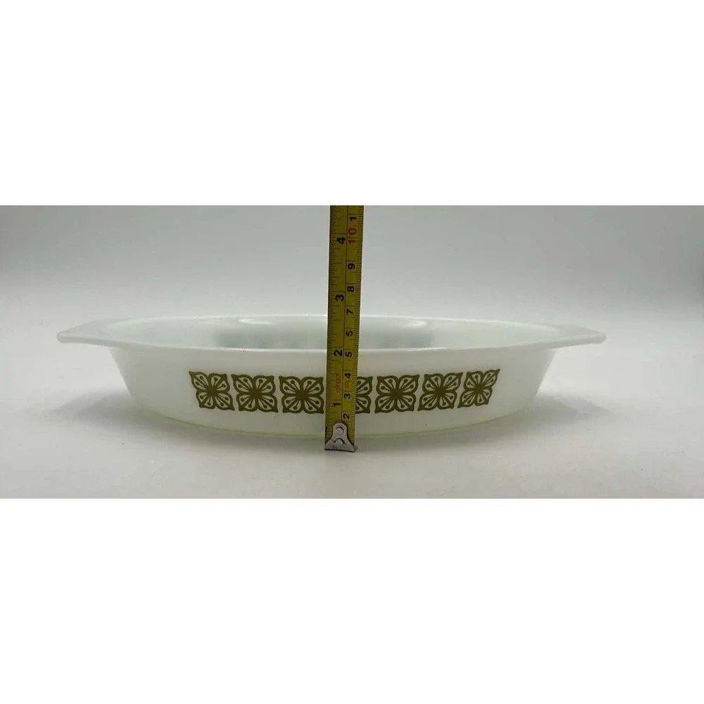 Vintage Pyrex Verde Green Square Flower Divided Casserole Dish 1 Qt NO Lid